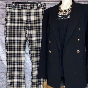 No Boundaries Black and Cream Plaid Dress Pants